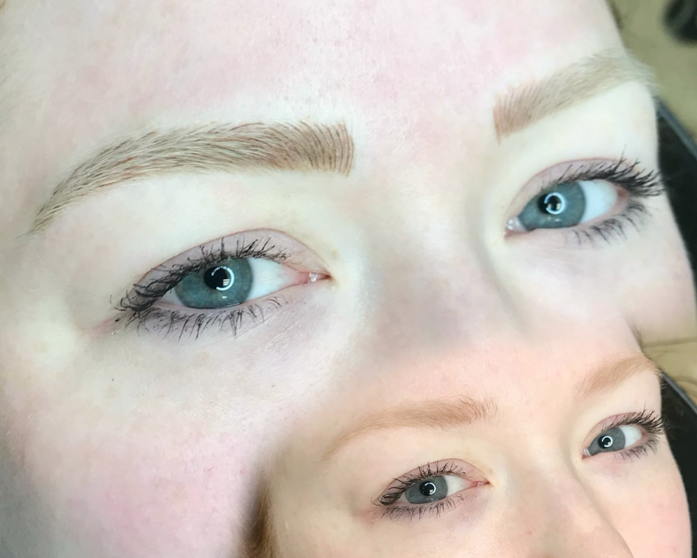 Blonde Woman Having Permanent Makeup Tattoo on Her Eyebrows Closeup  Beautician Doing Tattooing Eyebrow Green Eyes Close Up Stock Photo  Image  of needle eyebrow 191421228